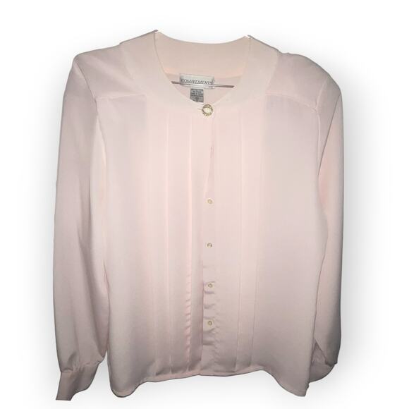 Vintage Compliments Pink Polyester Blouse Sz 10 EUC - Picture 1 of 1